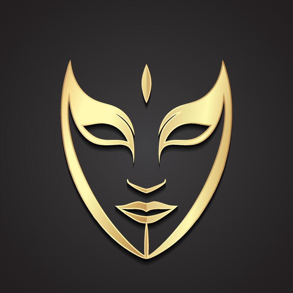 mask face 3d gold symbol design vector