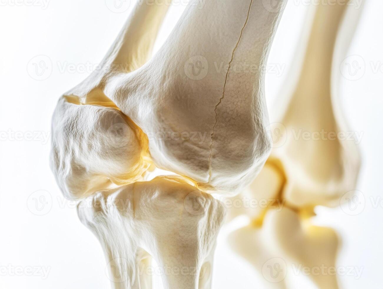 Detailed view of human knee joint anatomy highlighting bones and structure for educational purposes photo