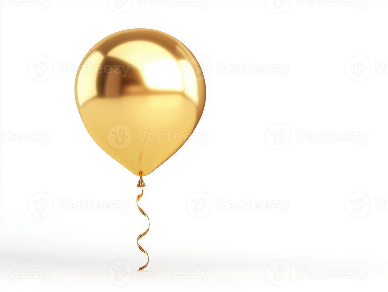 Shiny gold balloon floating elegantly against a minimalist white background photo