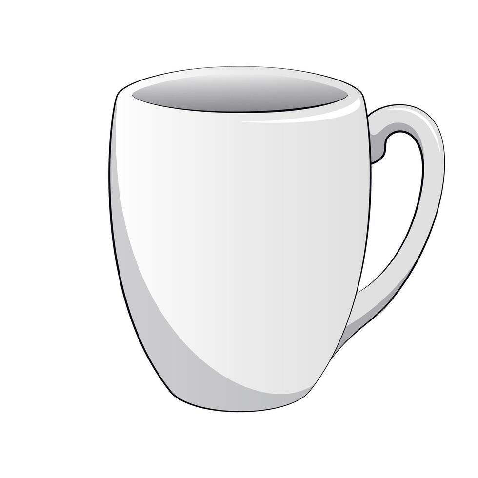 white glass cup on white background vector
