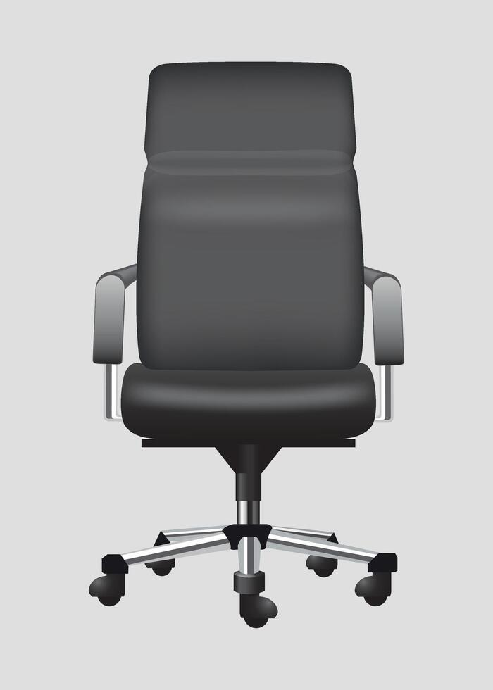 black and white icon of office leather chair on white background vector