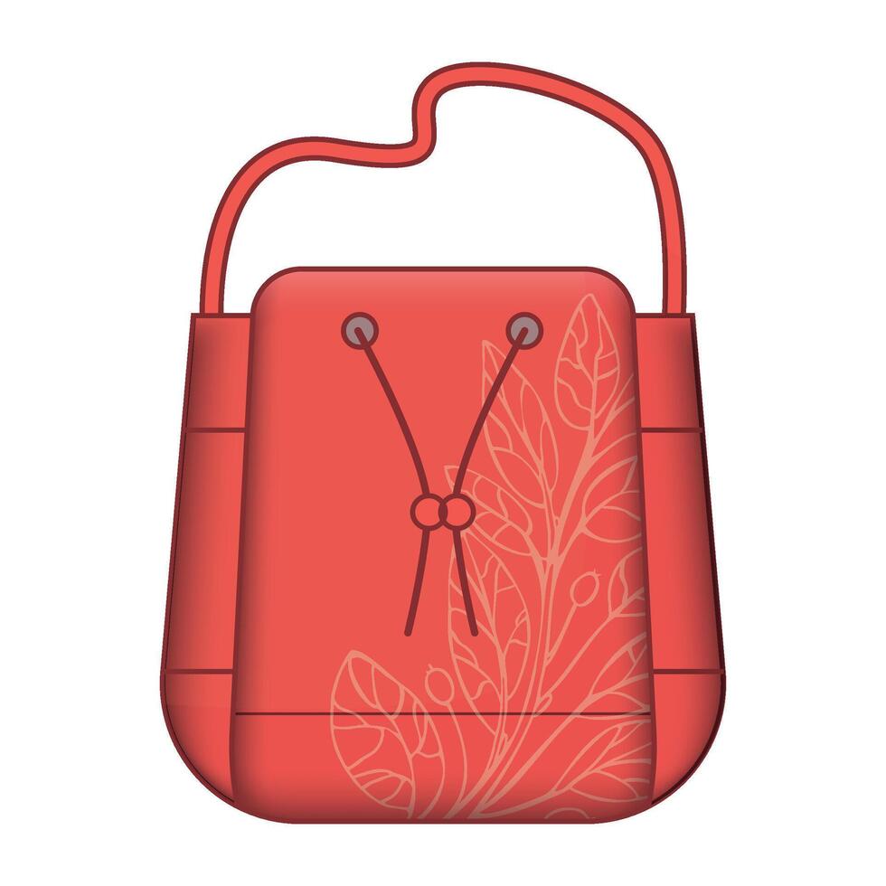 red leather bag on white background vector