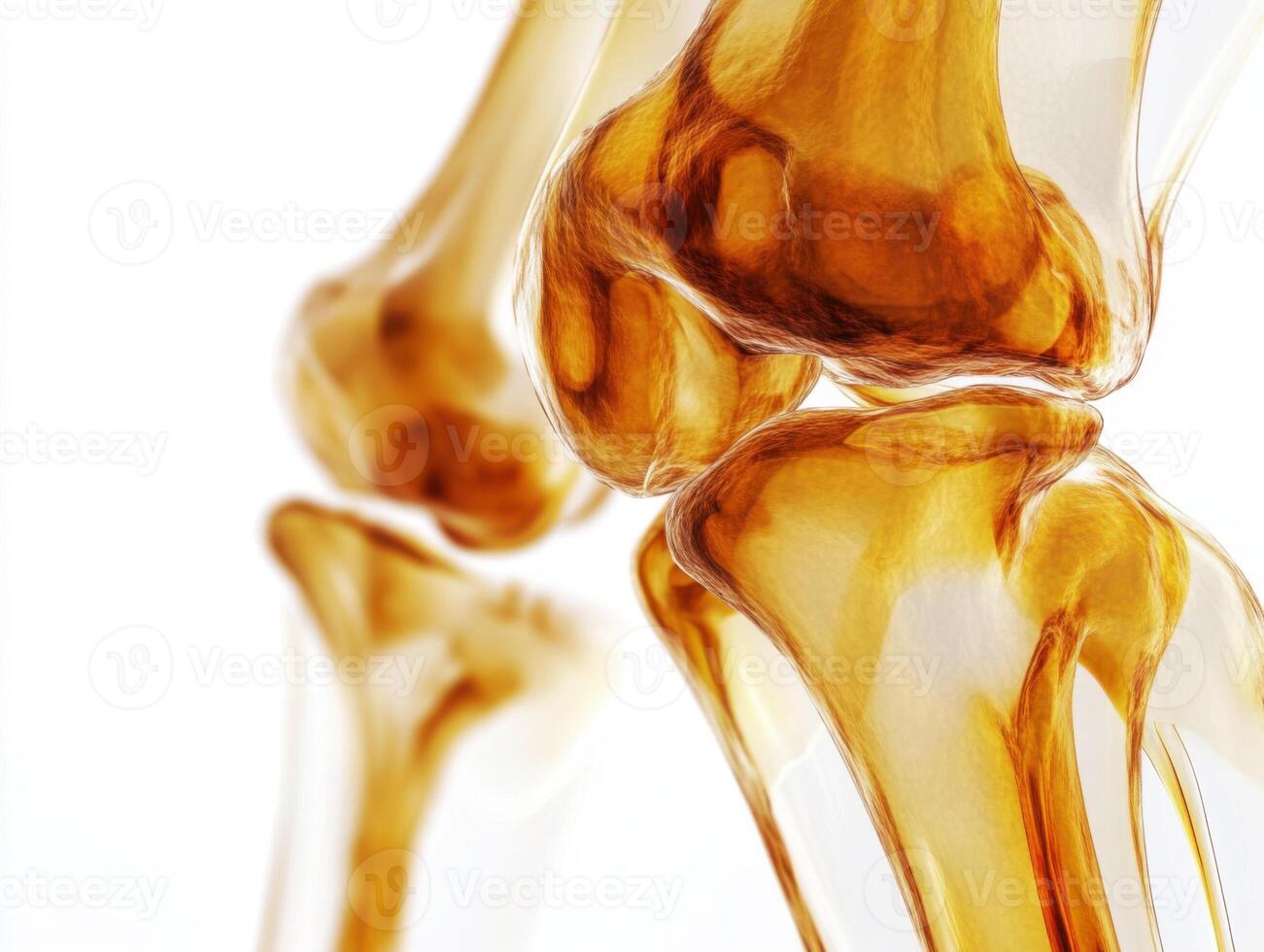 Detailed close-up of an anatomical knee joint showcasing its structure and function in a transparent form photo