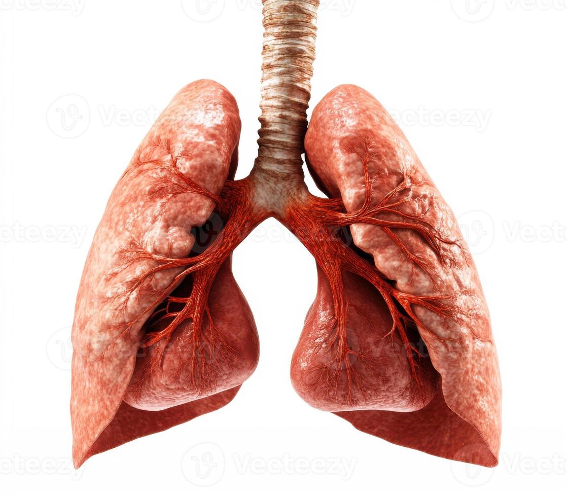 Detailed anatomical of human lungs showcasing structure and blood vessels for educational purposes photo