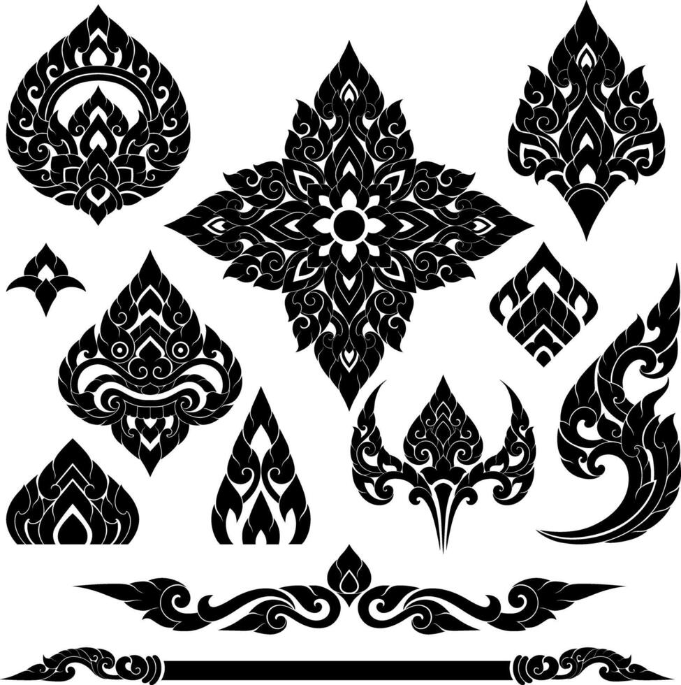 Ornamental Thai Traditional Elements Designed for versatile use in crafts or design and cultural celebrations vector
