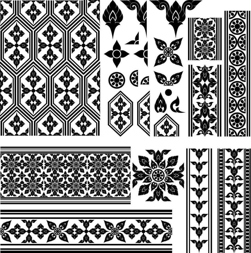 Thai Motif Design Elements for seamless use in modern and traditional design such as invitations or branding and home decor vector