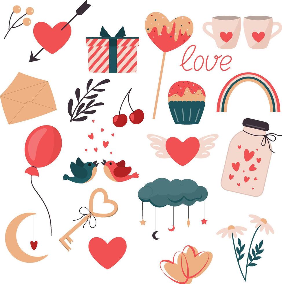 Valentine's day clip art large set vector