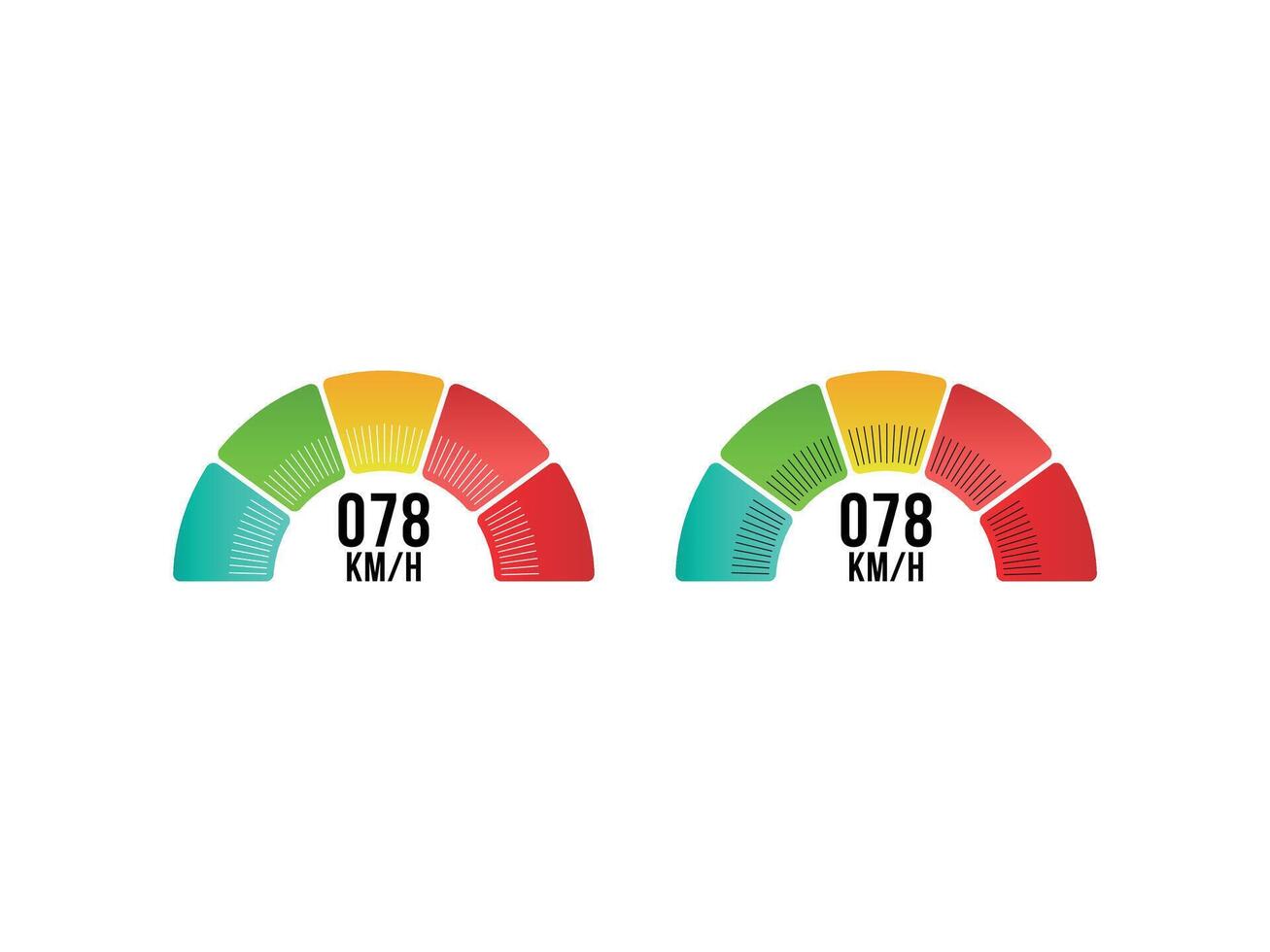 Speedometer Digital Design in 5 Vibrant Gradient Colors vector
