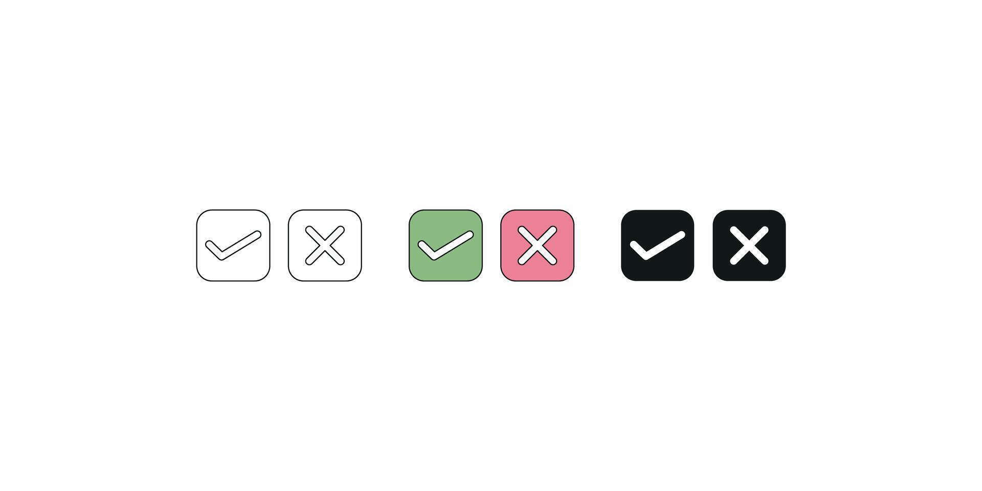 Right Or Wrong Mark Icon Black Outline and Soft Colorer vector