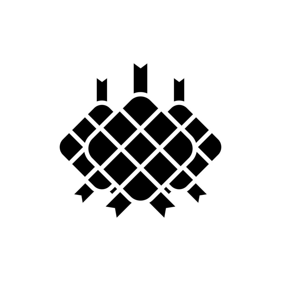 Black and white illustration design of three ketupat icons, Islamic Ramadan icon vector