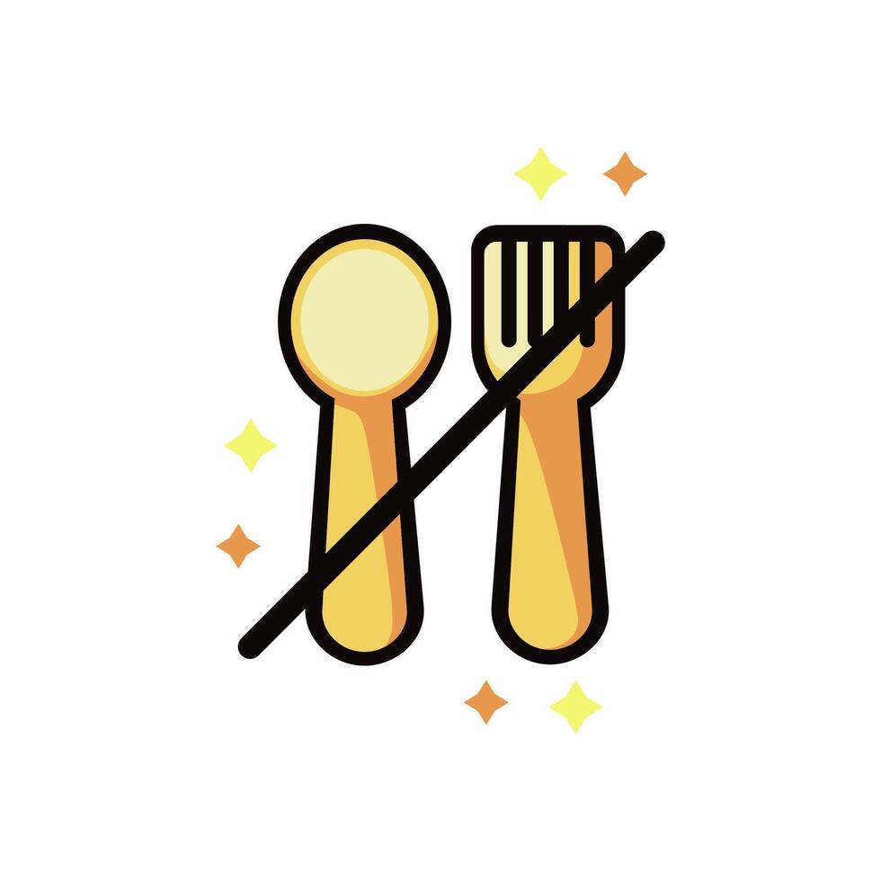 Black and white illustration design of forbidden eating icon during fasting, Islamic Ramadan icon vector