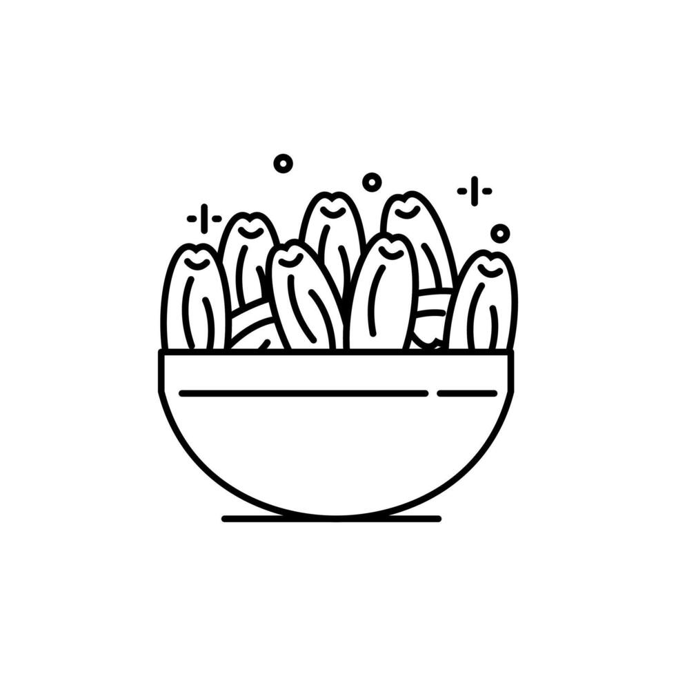 Black and white illustration design of dates icon for breaking fast, Islamic Ramadan icon vector