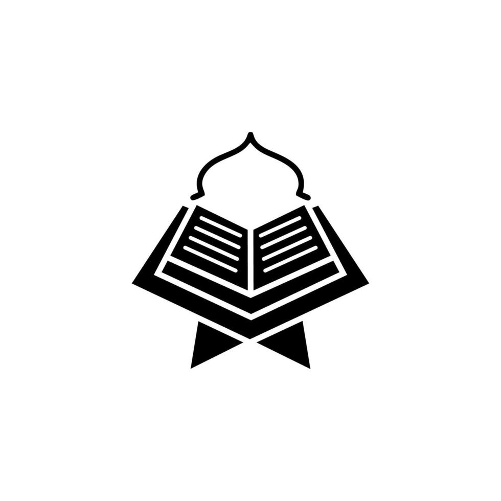 Open Quran icon illustration design with black and white dome illustration, Islamic Ramadan icon vector