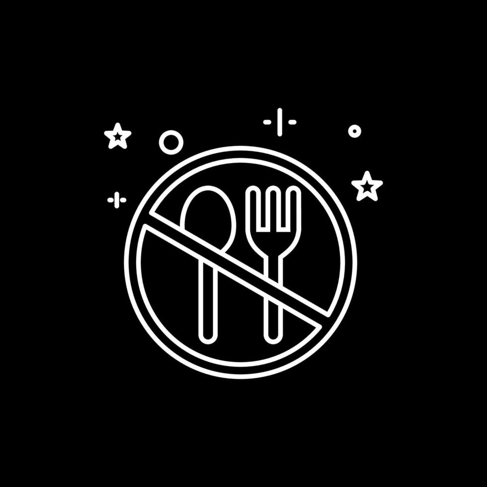 Black and white illustration design of forbidden eating icon while fasting, Islamic Ramadan icon vector