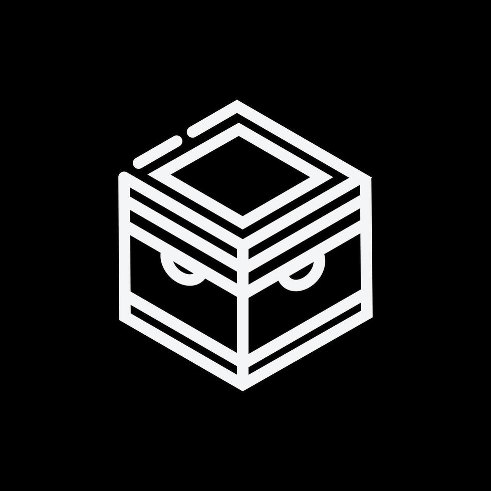 Kaaba icon illustration design with black and white lines, Islamic Ramadan icon vector