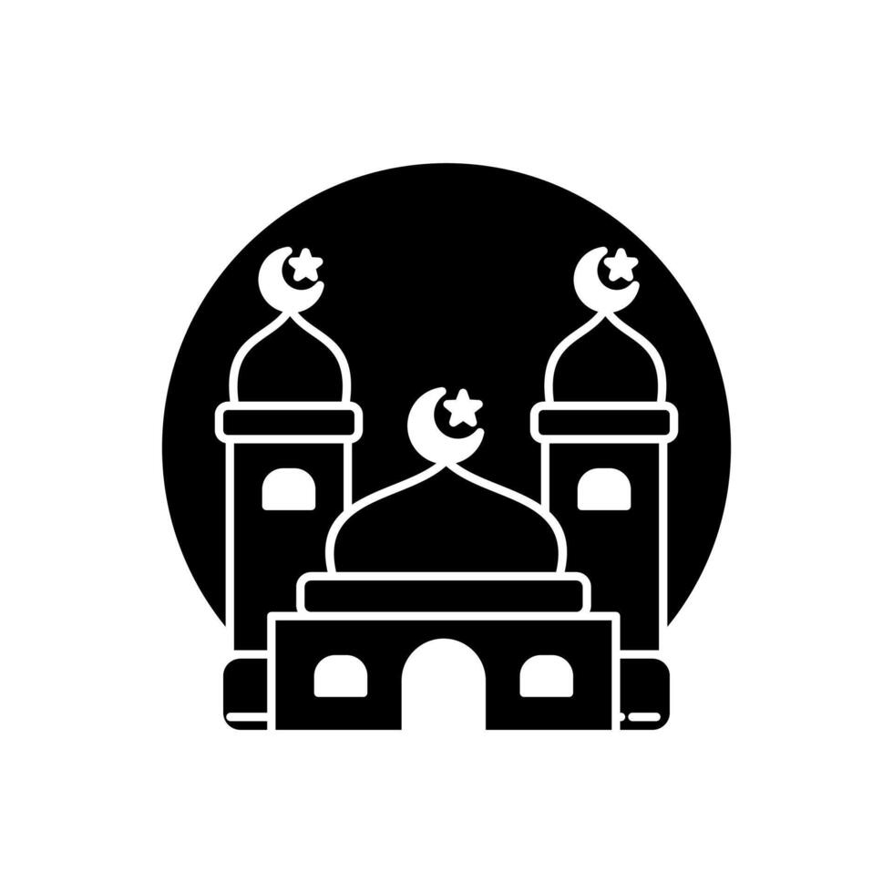 Mosque icon illustration design with black and white background, Islamic Ramadan icon vector