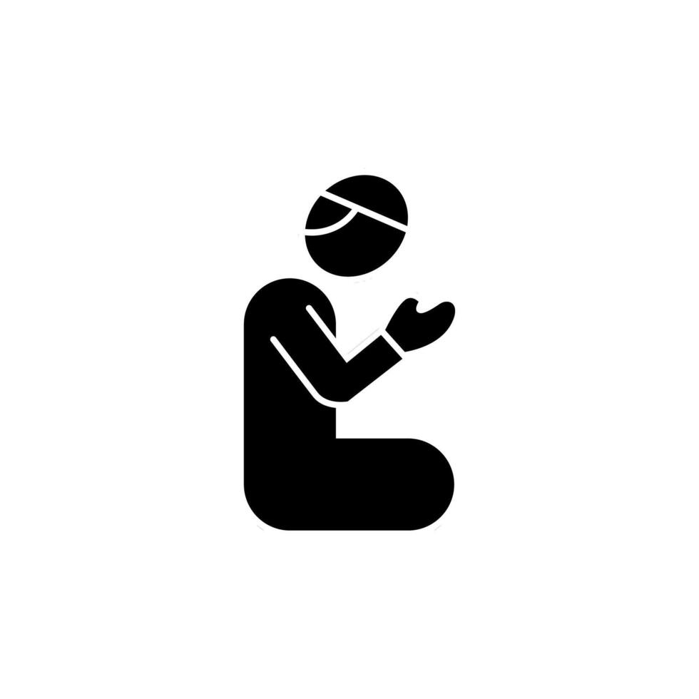 Muslim man praying black and white icon illustration design, Islamic Ramadan icon vector