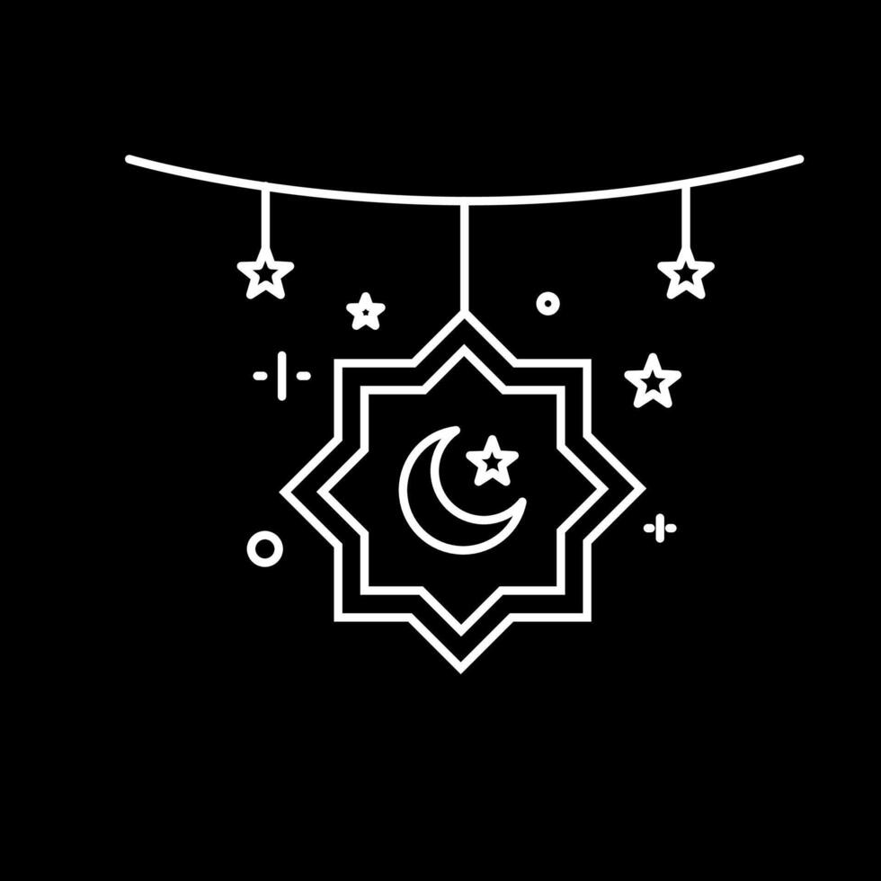 Illustration design of moon and star icon inside black and white frame, Islamic Ramadan icon vector