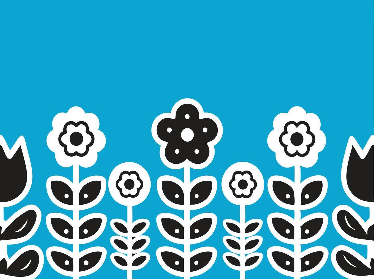 Charming Floral Pattern on Pastel Blue Background Illustration. vector