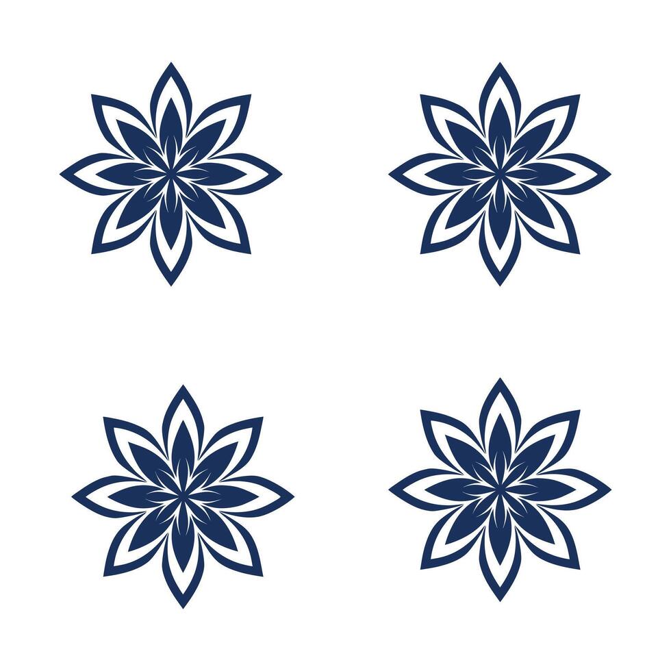 Elegant Black-and-White Geometric Flower Design. vector