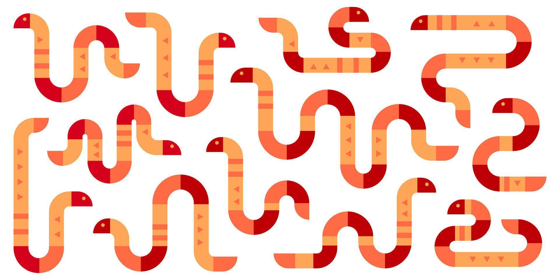 Collections of geometric snake illustration isolated on white background vector