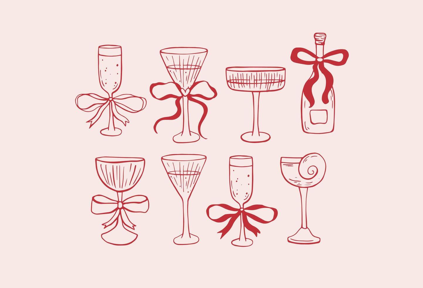 red glass with red whimsical bow and cherry vector