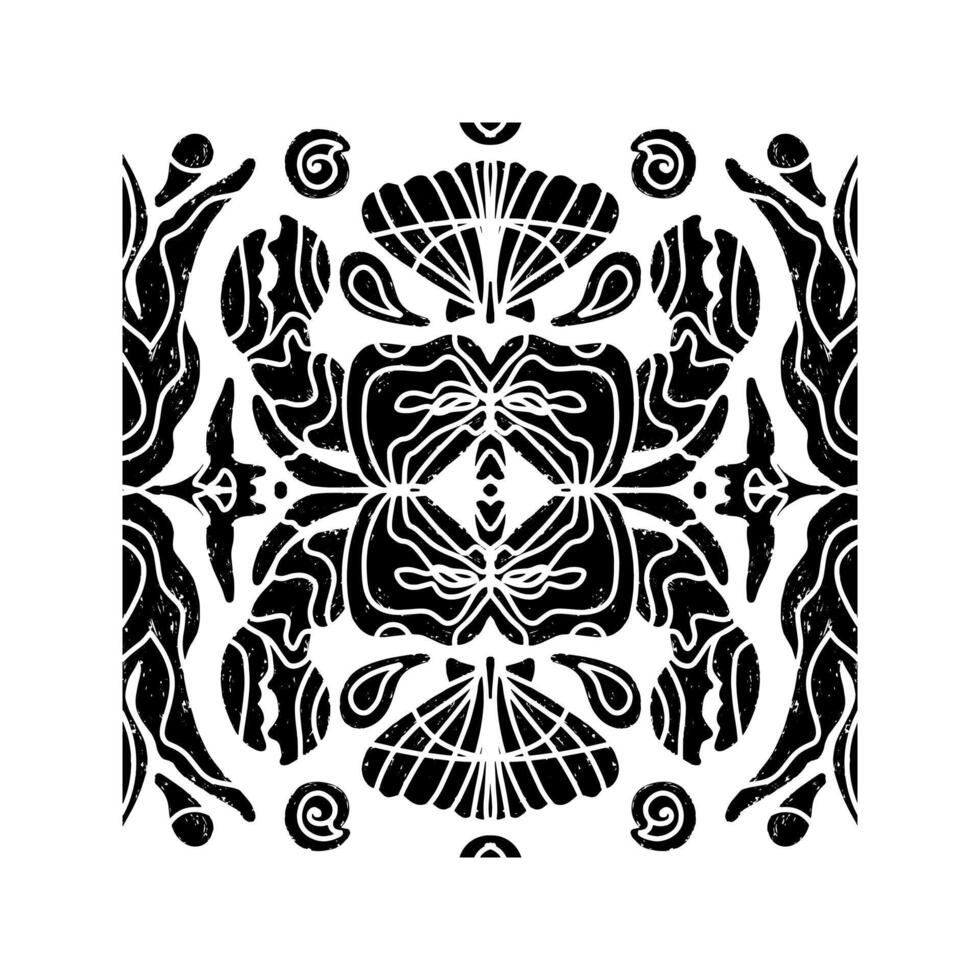 black and white pattern with a flower vector