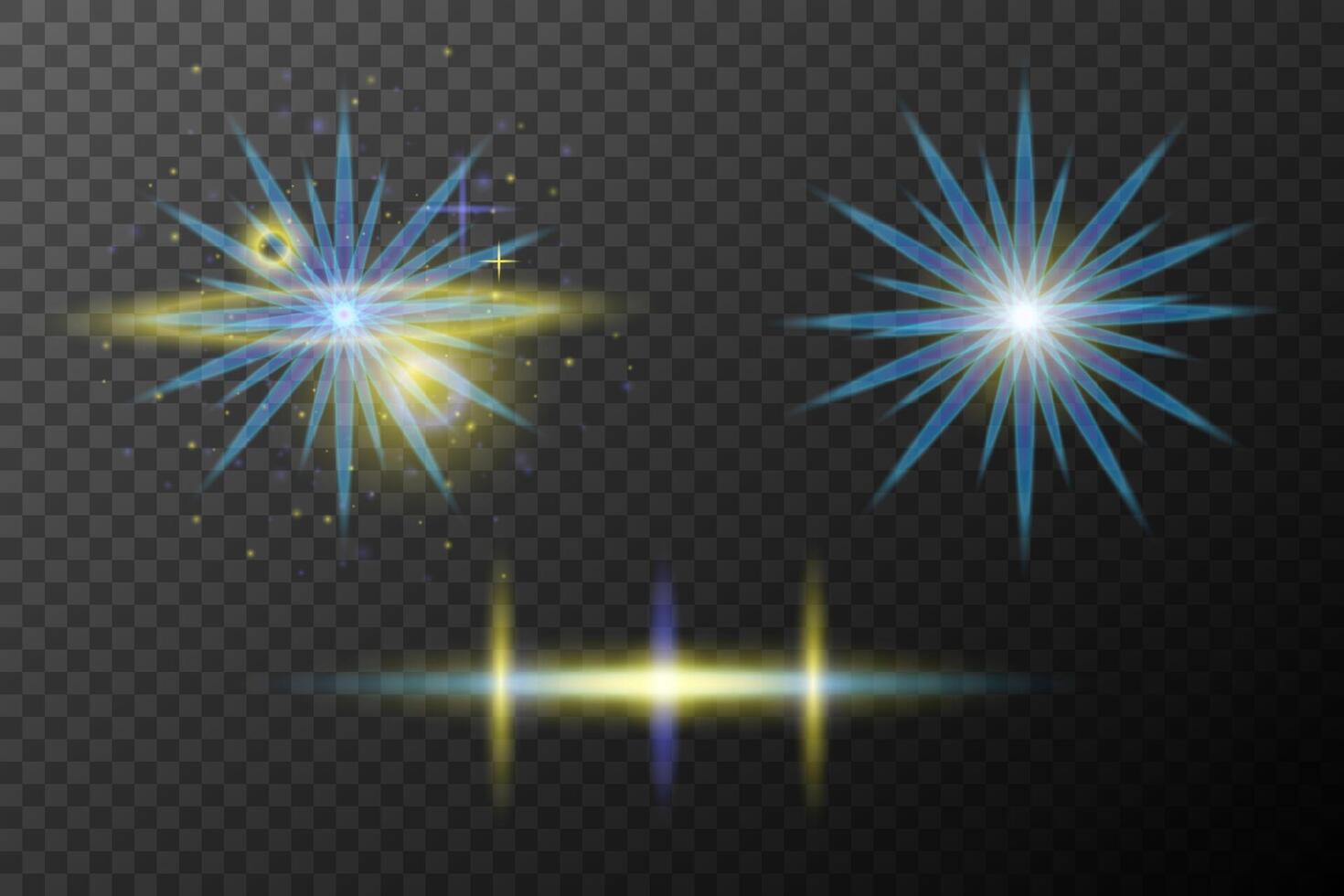 three different types of starburst lights on background vector