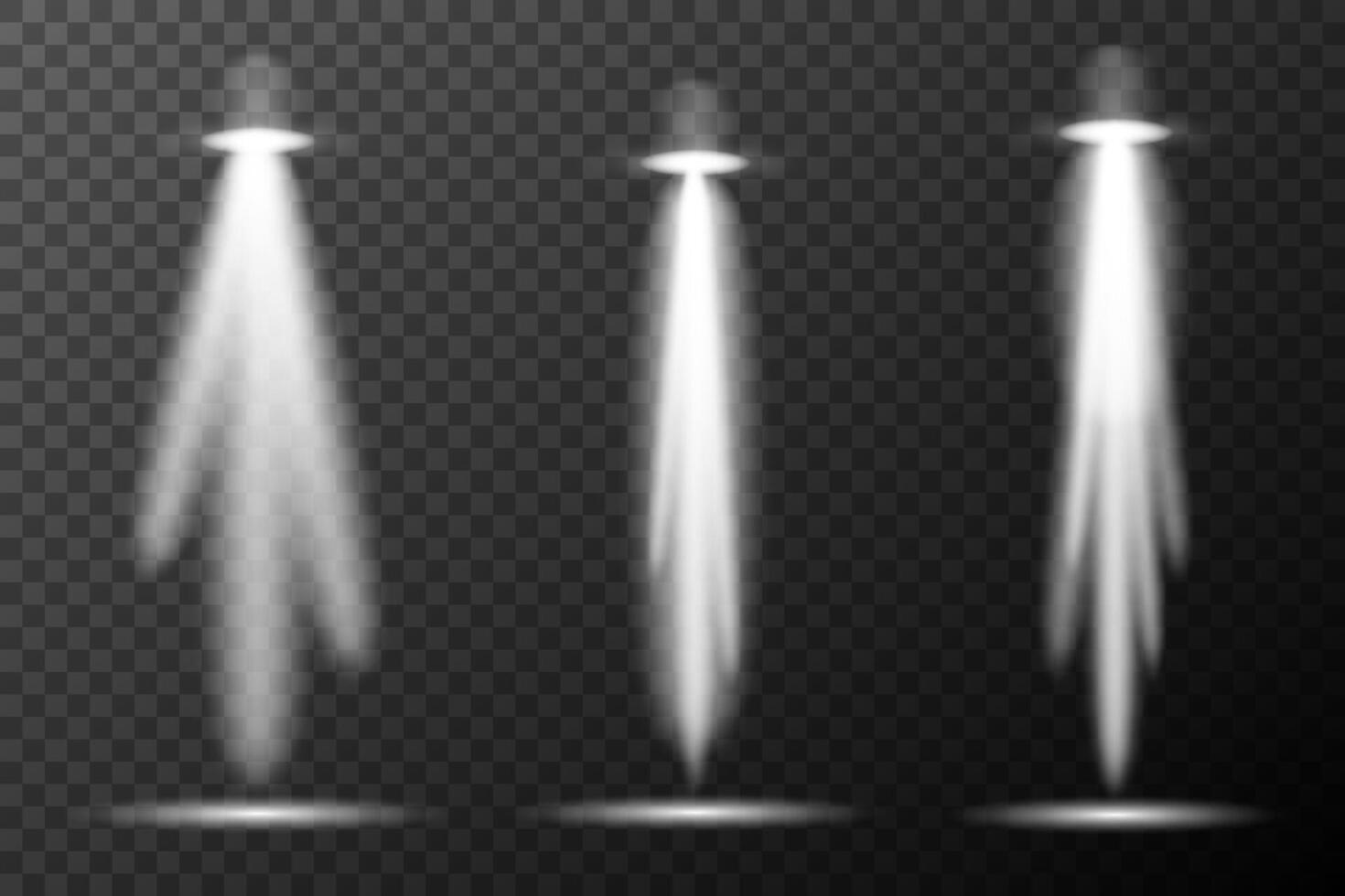 three white light beams, on background vector
