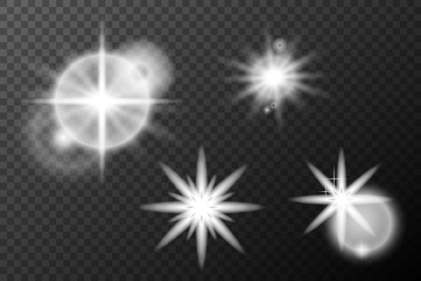 a set of four, white, stars on background vector