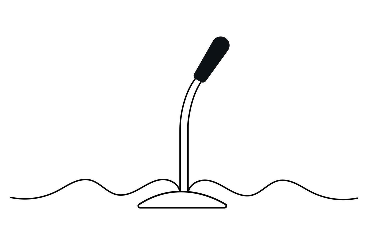 Microphone continuous one line drawing of outline illustration vector