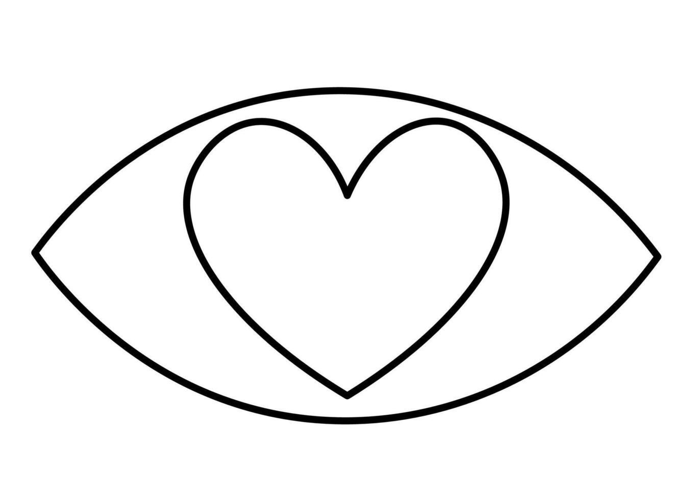 eye with heart shape doodle style vector