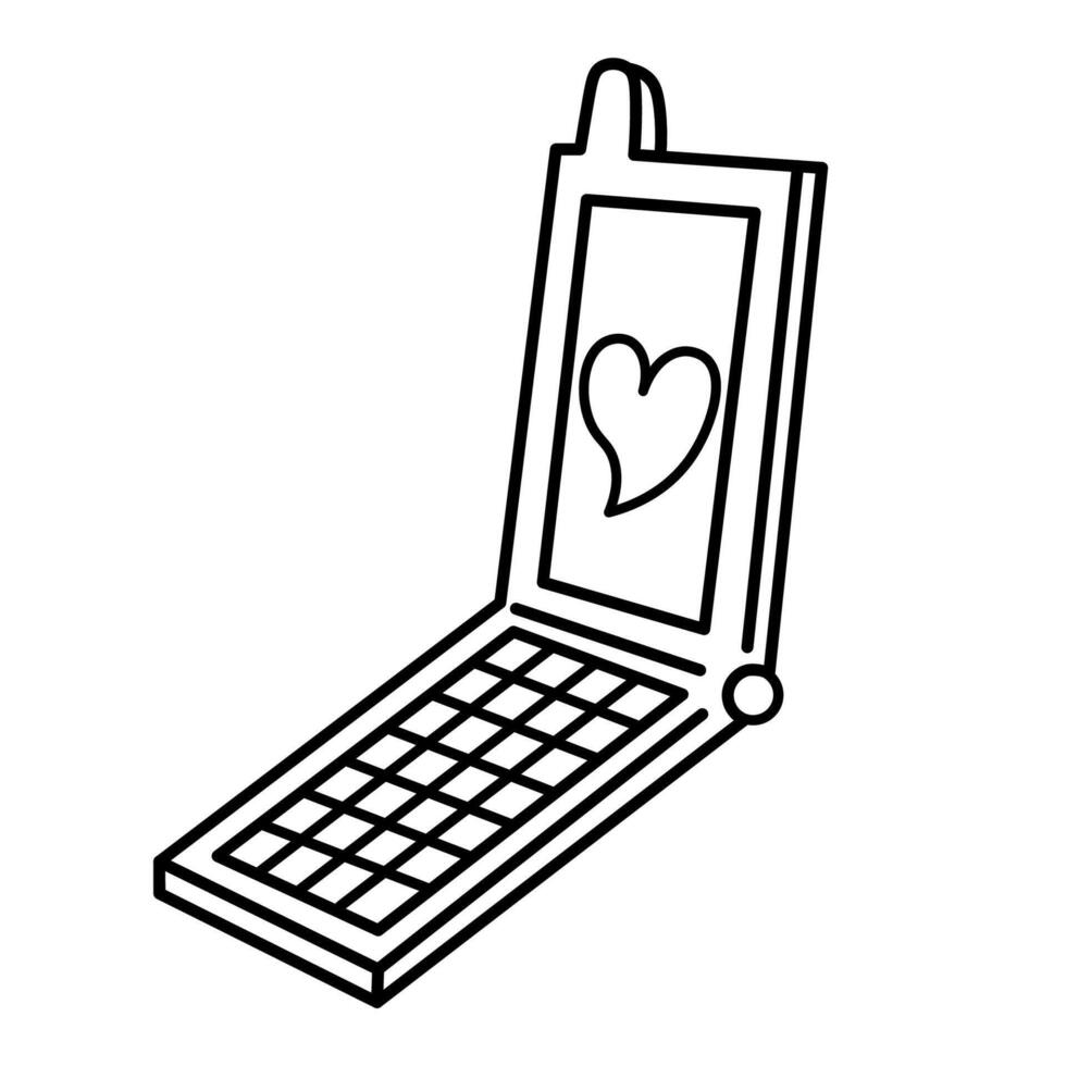 retro mobile phone doodle style vector