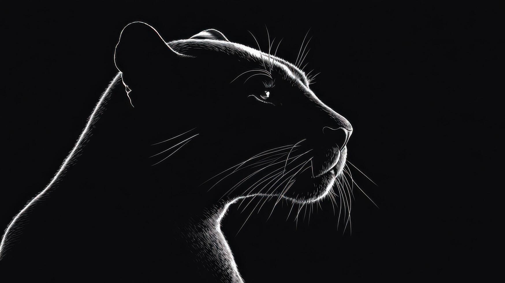 Silhouette of a black panther against a dark background showcasing its grace and strength photo