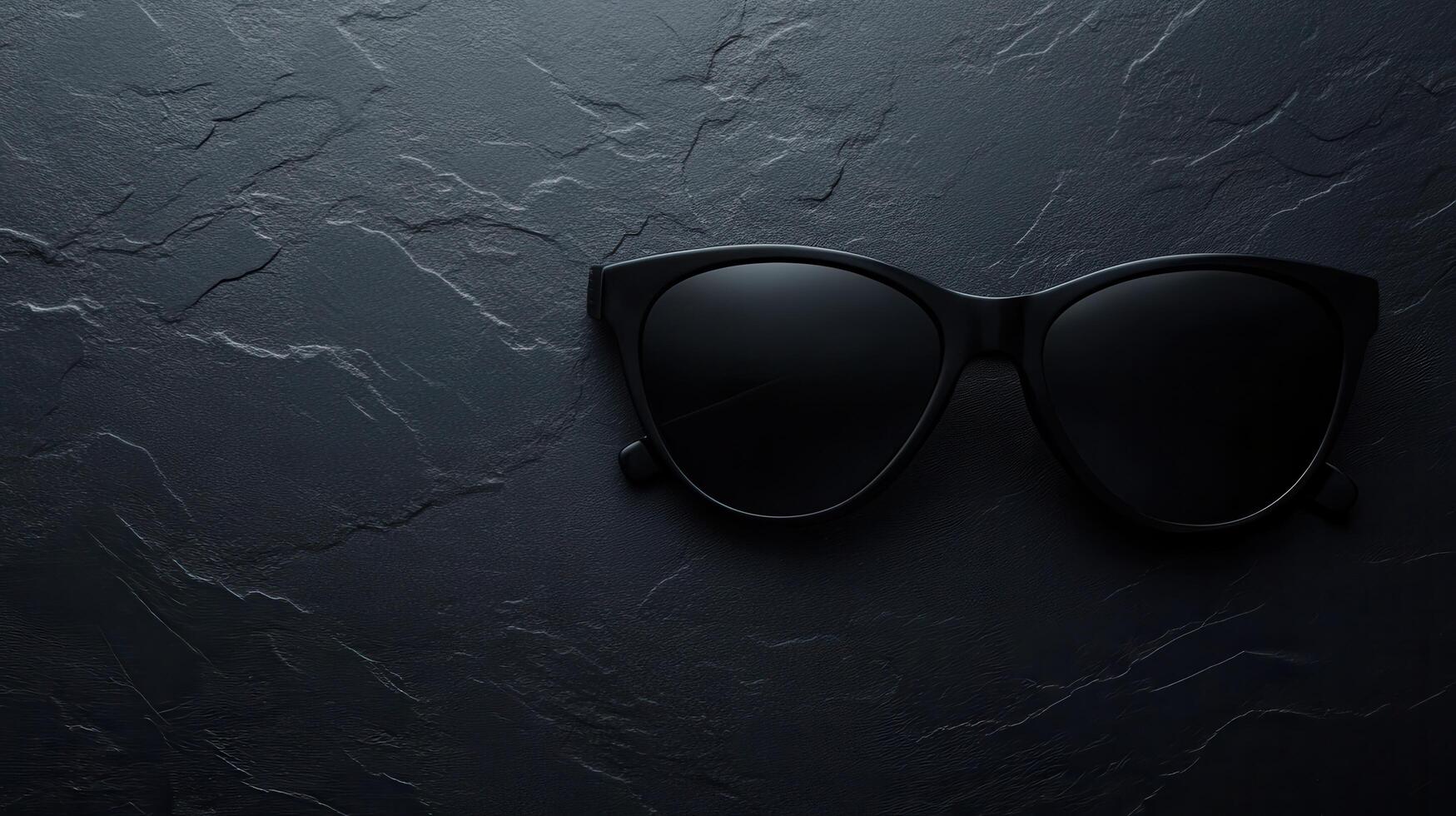 Stylish black sunglasses laid on a dark textured surface highlighting elegance and simplicity in design photo