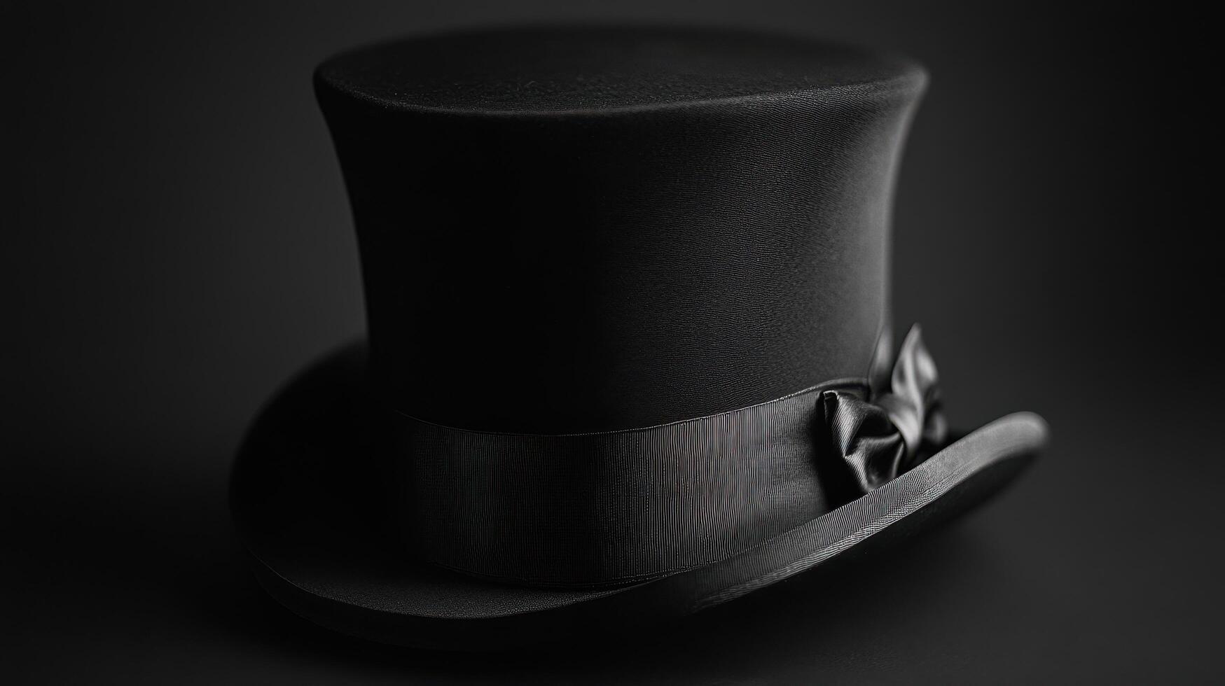 Black top hat displayed on a dark background showcasing elegance and vintage fashion style photo