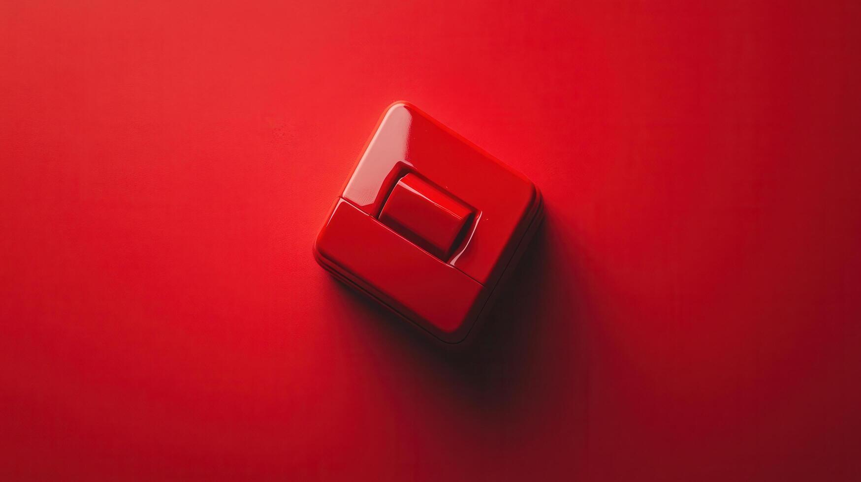 A red light switch on a red wall photo