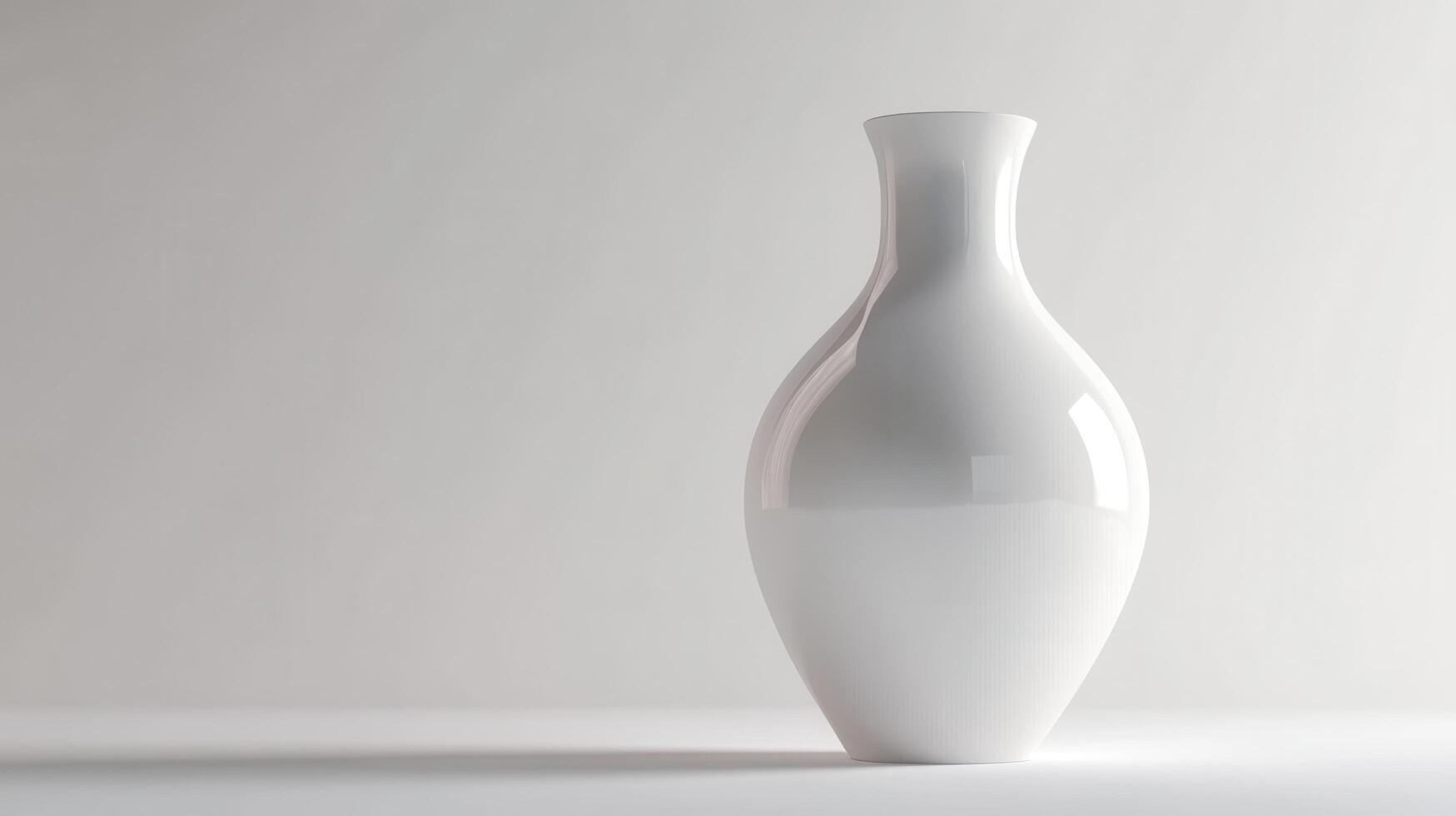 A white vase sitting on a table with a white background photo