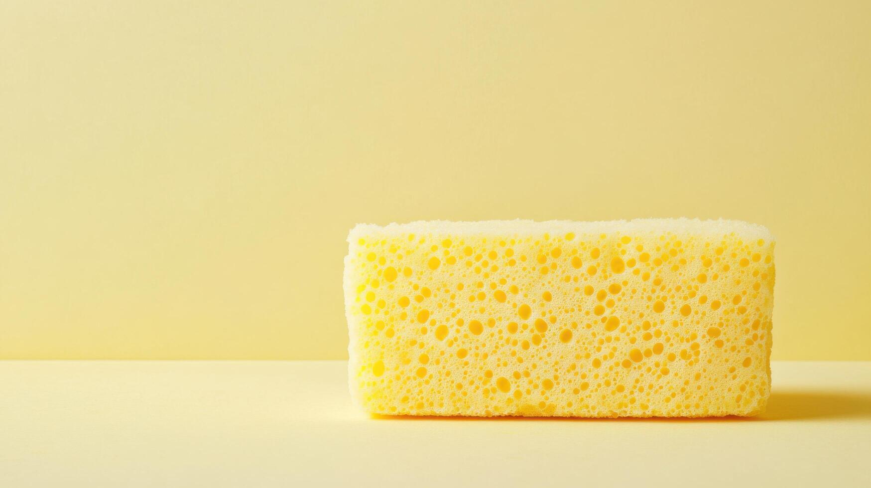 A sponge on a yellow surface photo