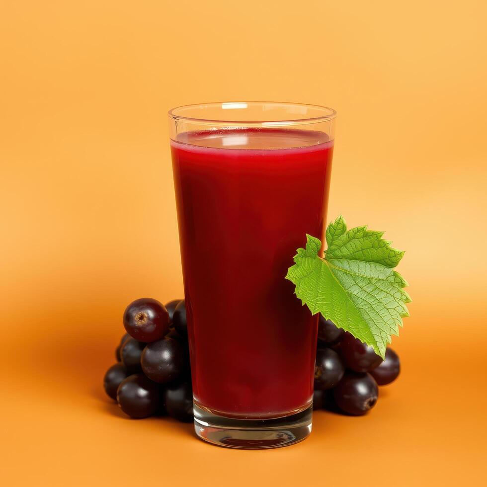 Refreshing Grape Juice with Grapes and Leaf photo