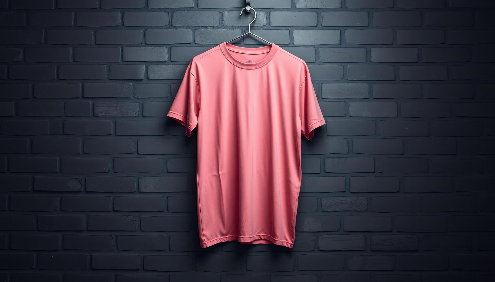 Pink T-Shirt Hanging on a Dark Brick Wall photo