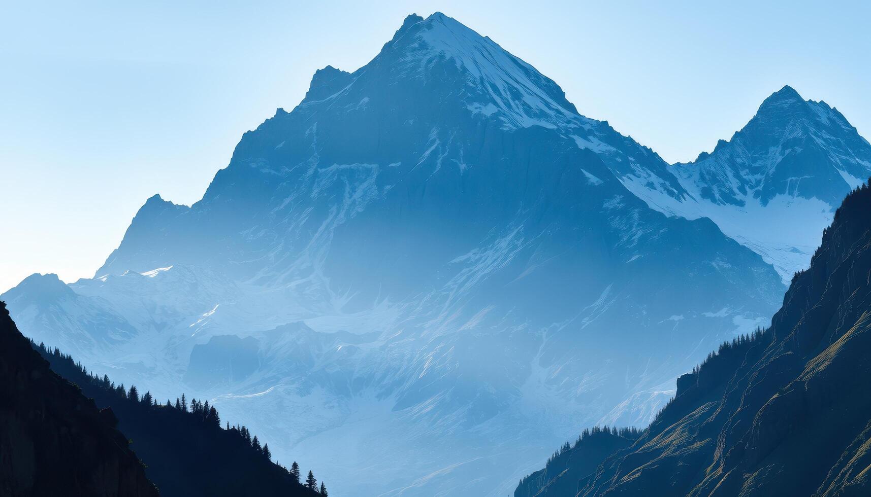 Majestic Snow Capped Mountain Peak Soaring High Above photo