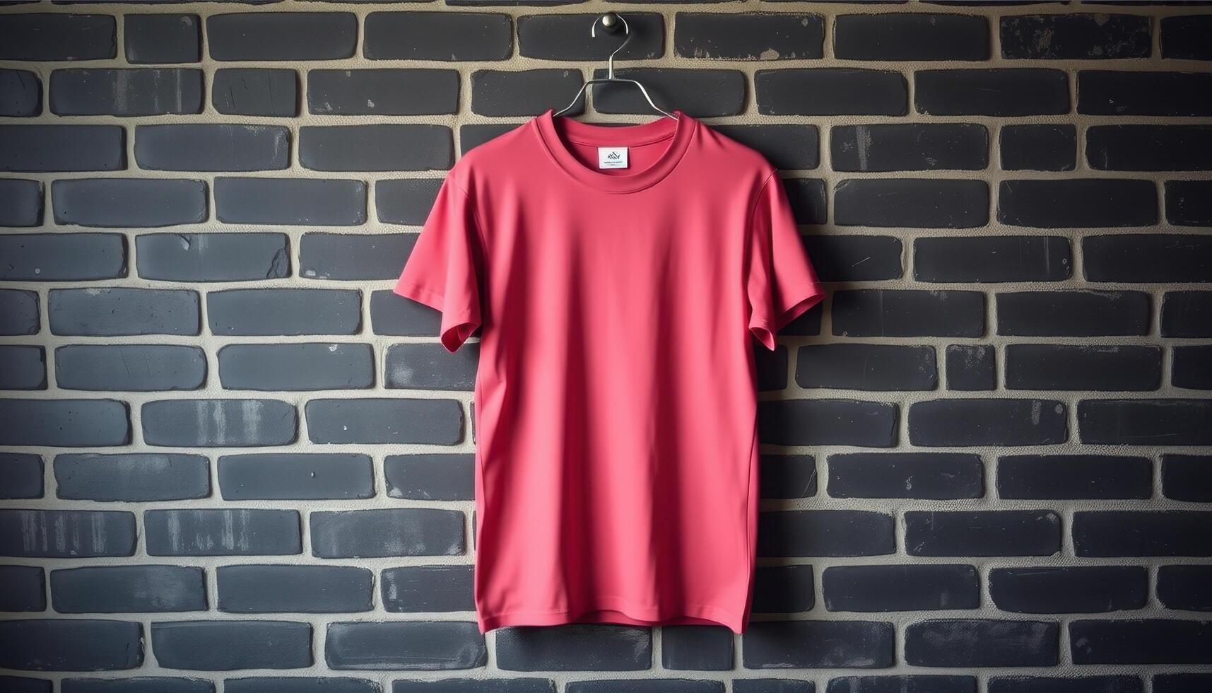 Pink T-Shirt Hanging on a Brick Wall photo