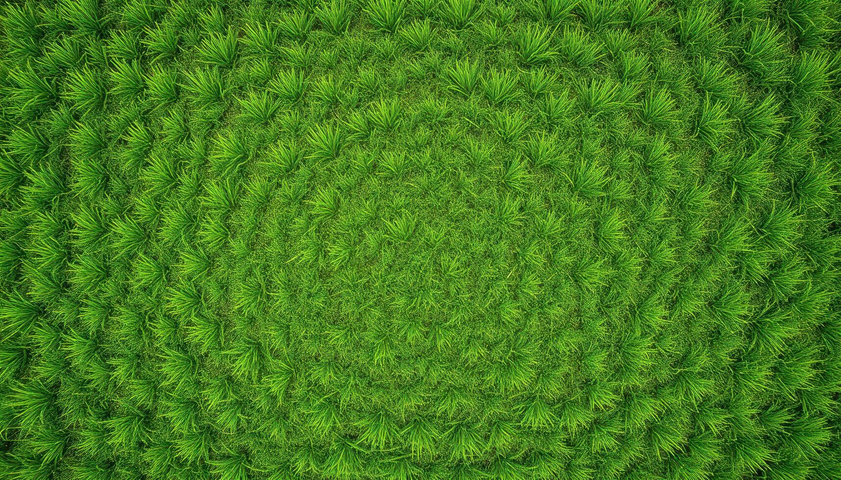 Lush Green Grass Field with Circular Pattern photo