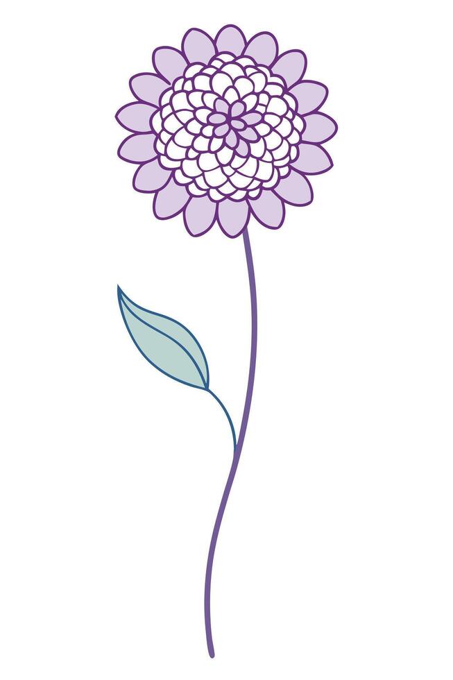 Elegant Purple Flower, Single Stem, Simple Line Art, Botanical Illustration, Floral Design, Nature T vector