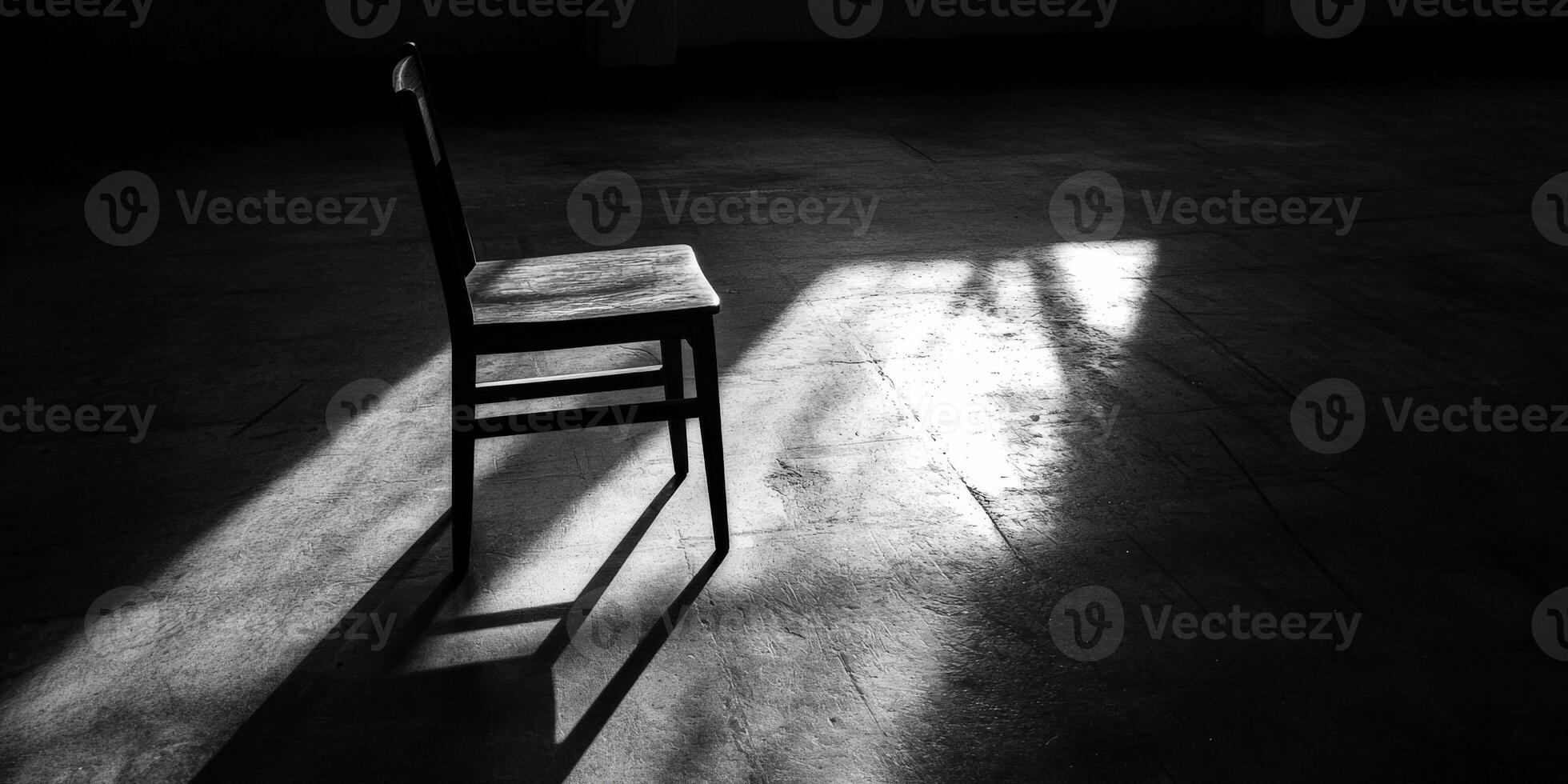 A Single Chair in a Ray of Light. photo