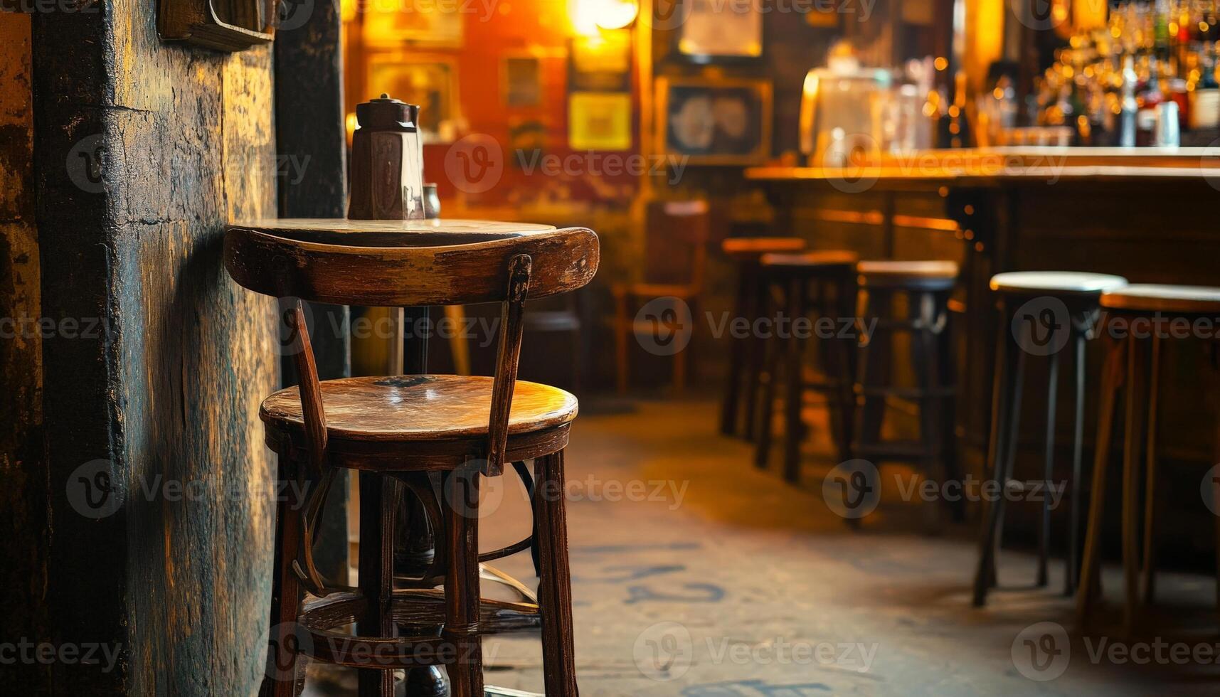Empty Bar Stool at a Cozy Pub. photo