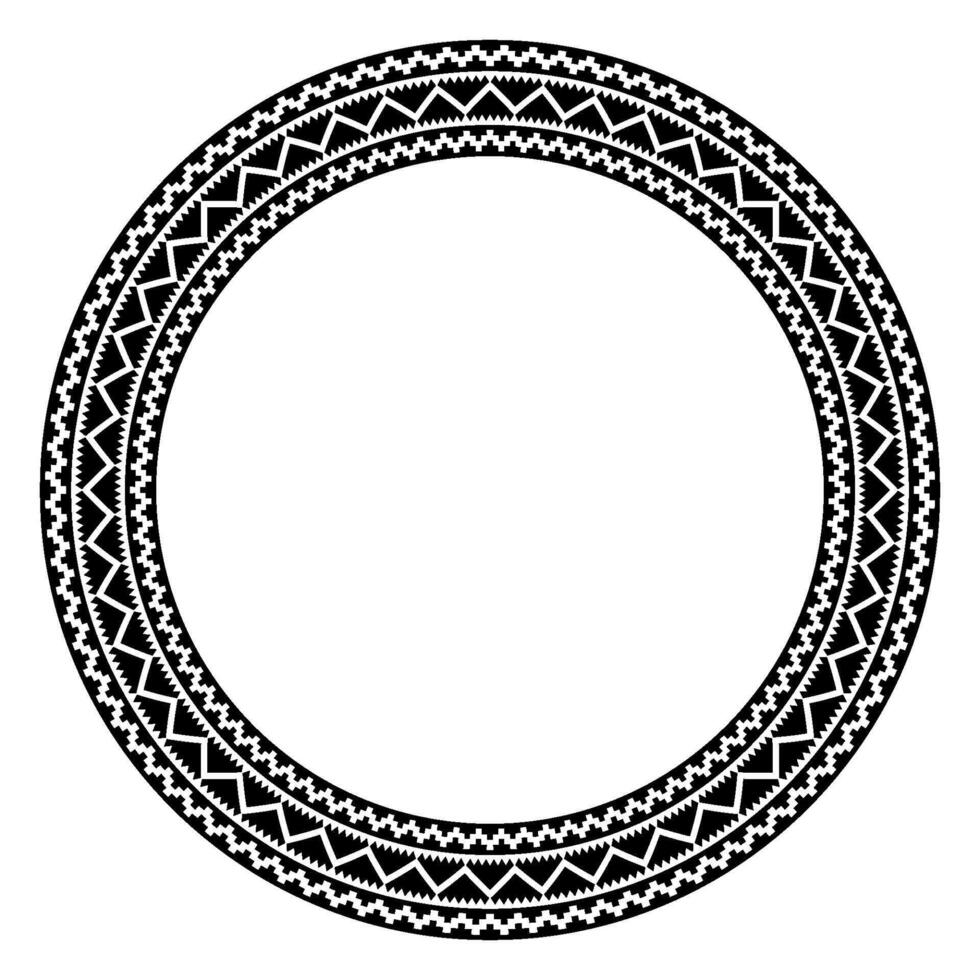 Antique Round Frame with Ethnic Pattern Border Design. vector