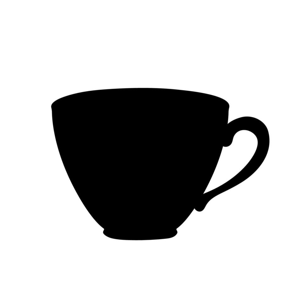 Silhouette of a coffee mug, tea. Black on white background simple. vector