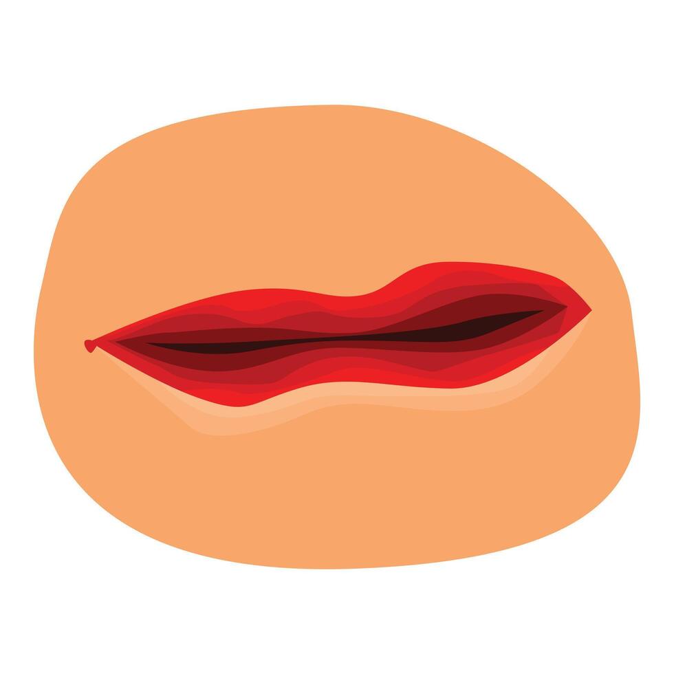 Red lips showing slight open mouth expression on peach background vector